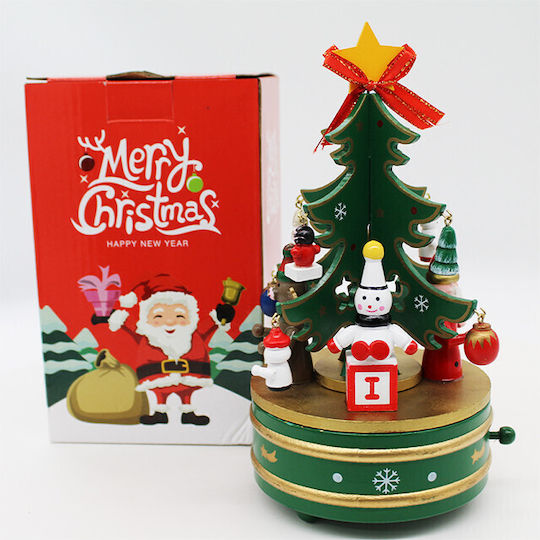 Christmas Decorative Music Box Carousel Type Little Christmas Tree Fictional Characters Green