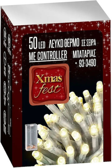 50 Λαμπάκια LED 5.2μ. Λευκά Μπαταρίας σε Σειρά