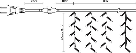 720 Lichterketten LED 10m. x 50cm Kaltes Weiß Typ Vorhang