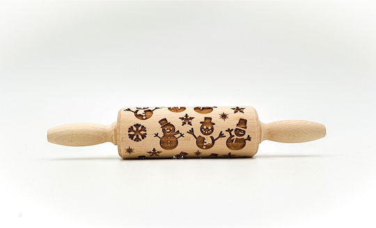 FunnyBaker Weihnachtlicher Nudelholz Holz Schneemänner