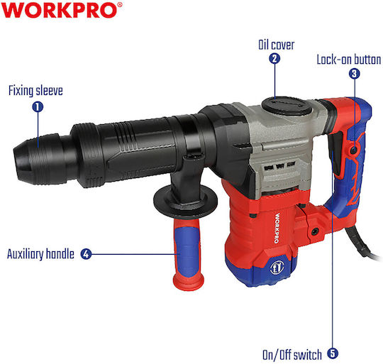 WorkPro Impact Demolition Hammer Electric 1300W with Chuck SDS Max WP470609