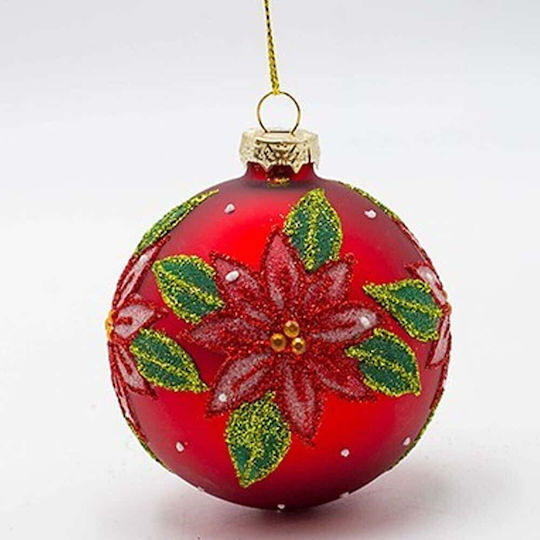 Hängendes Kugel Ornament Ornament Glas Rot 8cm Set 4Stück