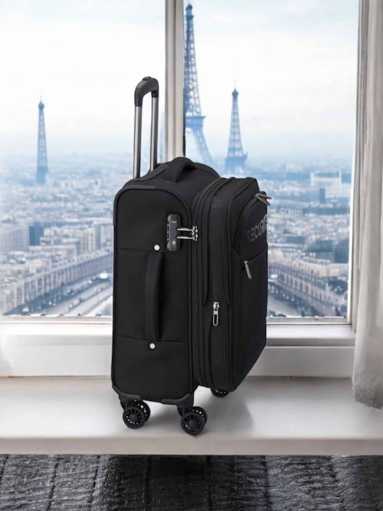 Securitech Koffer Reise Stoff Schwarz Mit 4 Räder Set 3 Stück