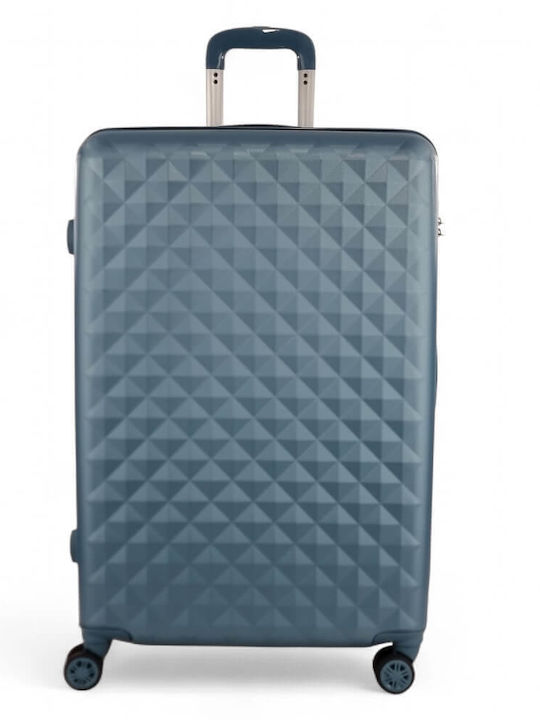 Playful Bags Large Travel Suitcase Hard Light Blue with 4 Wheels Height 72cm