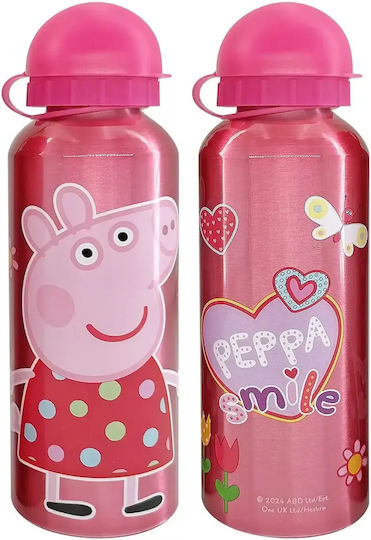 Peppa Pig Kids Water Bottle Peppa Pig Aluminium White Cap 500ml