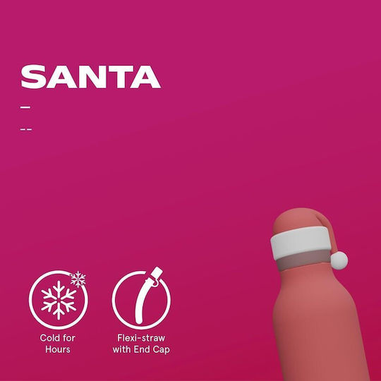 Asobu Stainless Steel Kids Water Bottle Thermos with Straw Asobu Bestie Santa 460ml