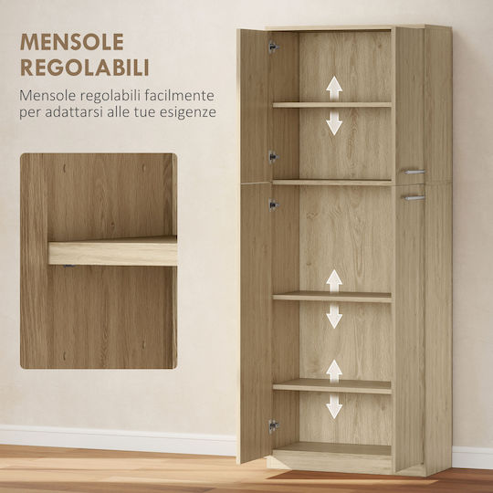 HomCom Bathroom Cabinet L59xW31xH155cm Oak