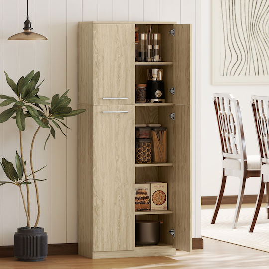 HomCom Bathroom Cabinet L59xW31xH155cm Oak