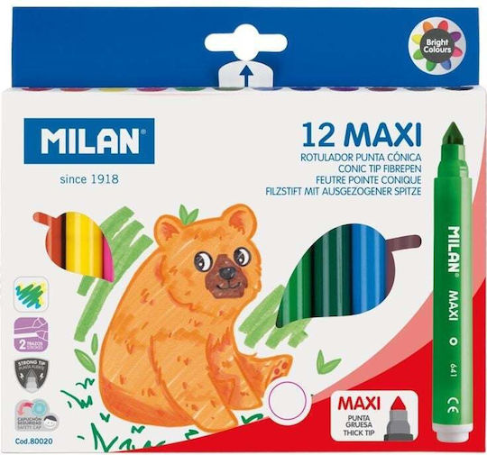 Milan Μαρκαδόροι Ζωγραφικής 8mm Χονδροί Σετ 12 χρώματα