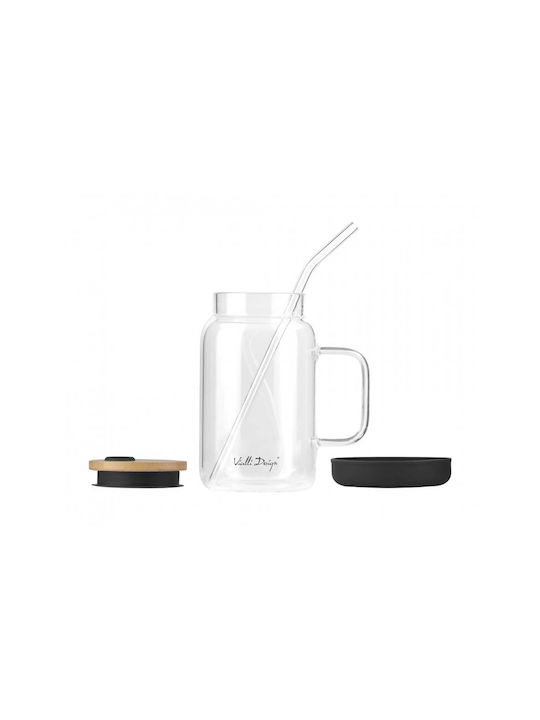 Vialli Design Pahar pentru apa din Sticlă cu pai 600ml