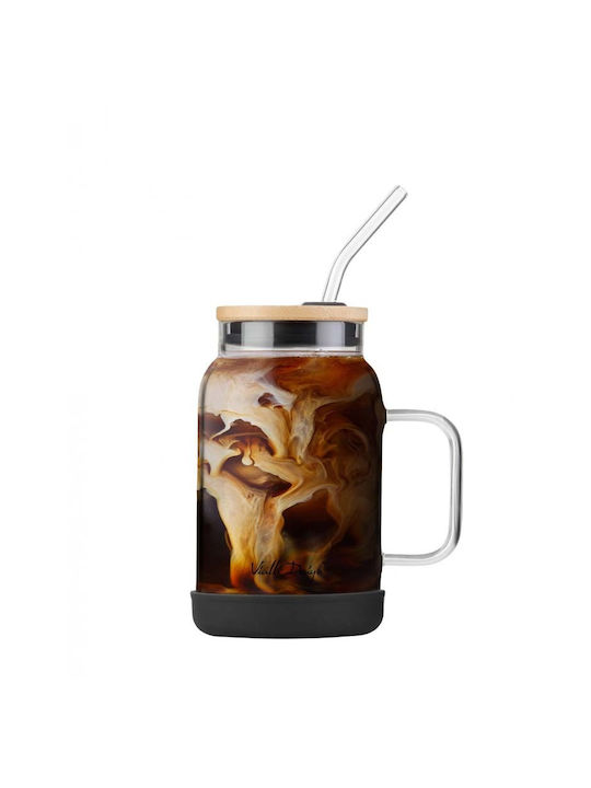 Vialli Design Pahar pentru apa din Sticlă cu pai 600ml