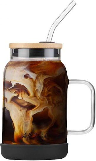 Vialli Design Glass Water made of Glass with straw 600ml