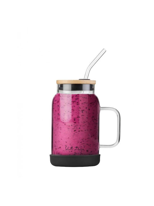 Vialli Design Pahar pentru apa din Sticlă cu pai 600ml