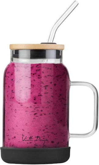 Vialli Design Glass Water made of Glass with straw 600ml