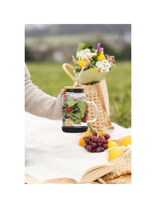 Vialli Design Pahar pentru apa din Sticlă cu pai 600ml