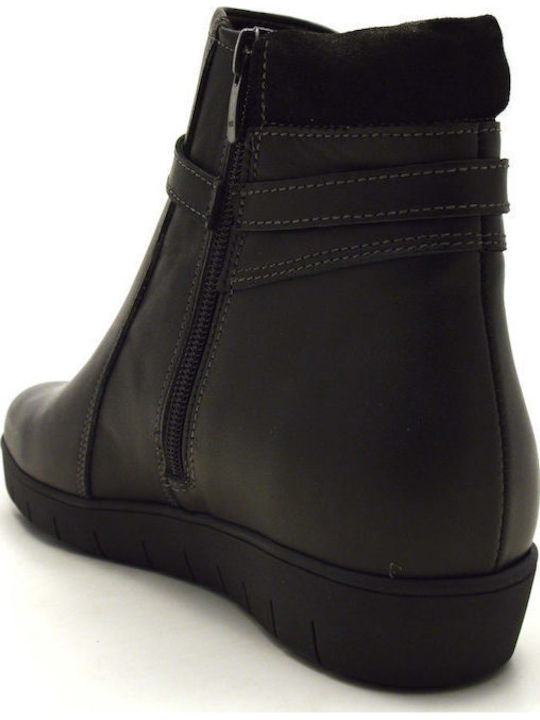 Leder Stiefeletten Damen Schwarz
