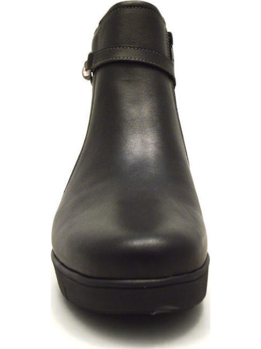 Leder Stiefeletten Damen Schwarz