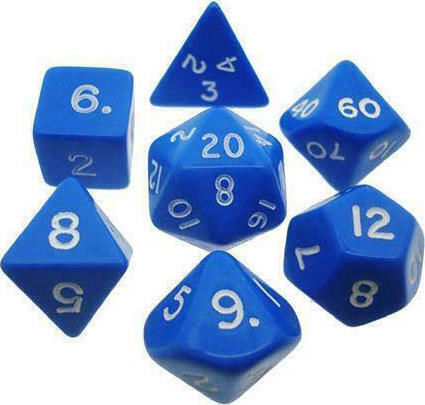 Chessex Opaque Würfel Opake Polyeder 7-Würfel-Set Blau/Weiß 7Stück 25406 Blau/Weiß
