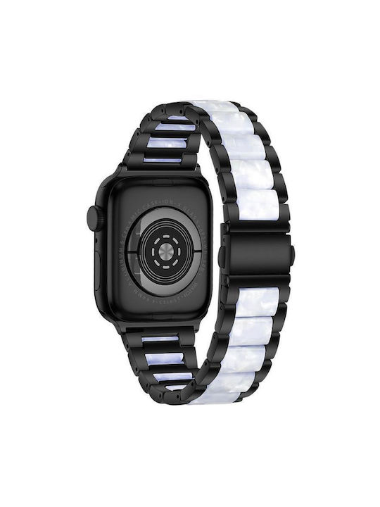 Μεταλλικό Λουράκι Ρολογιού Ρητίνη Apple Watch 42 44 45 46 49mm Black White Μεταλλικό Λουράκι Ρολογιού Ρητίνη Apple Watch 42 44 45 46 49mm Black White