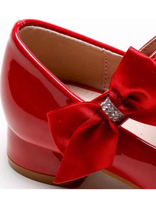 Kids Patent Leather Ballerinas with Hoop & Loop Closure Red