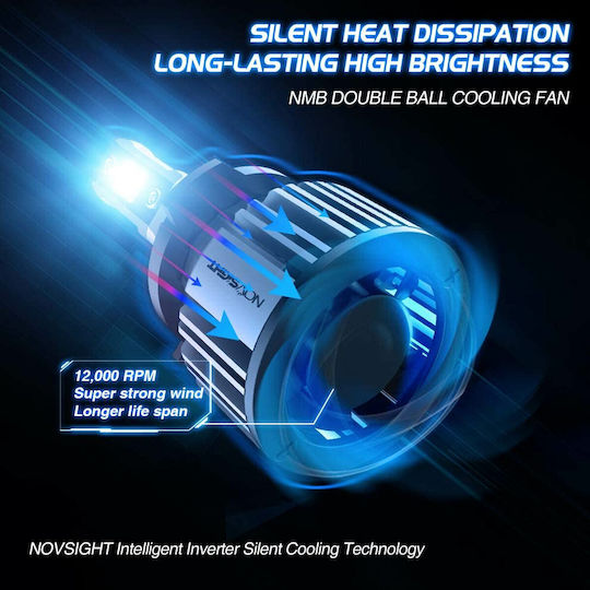 NovSight Lamps Car N39 H7 LED 6000K Cold White 12V 72W 2pcs