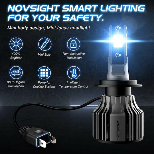 NovSight Lamps Car N39 H7 LED 6000K Cold White 12V 72W 2pcs