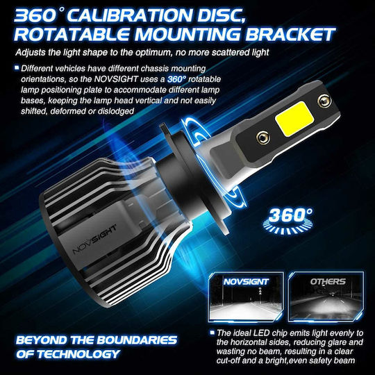 NovSight Lamps Car N39 H7 LED 6000K Cold White 12V 72W 2pcs