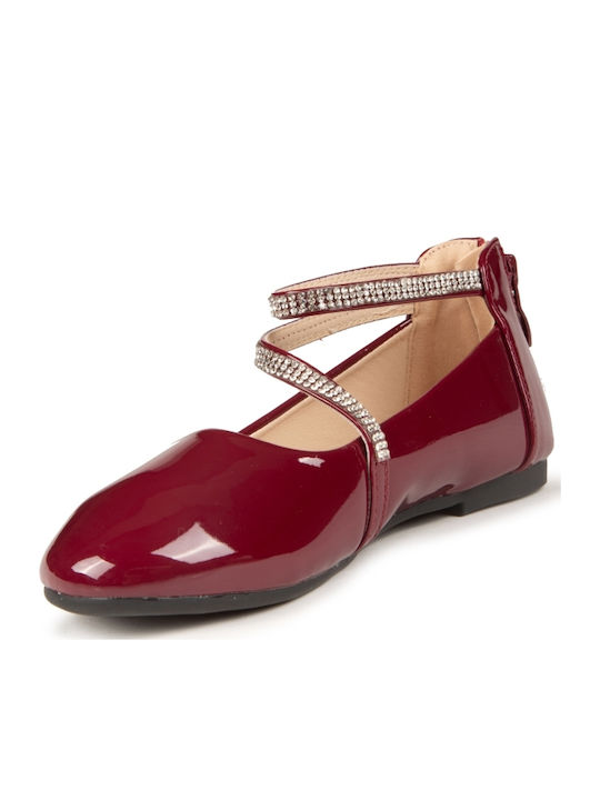 Kids Ballerinas with Elastic Strap Red