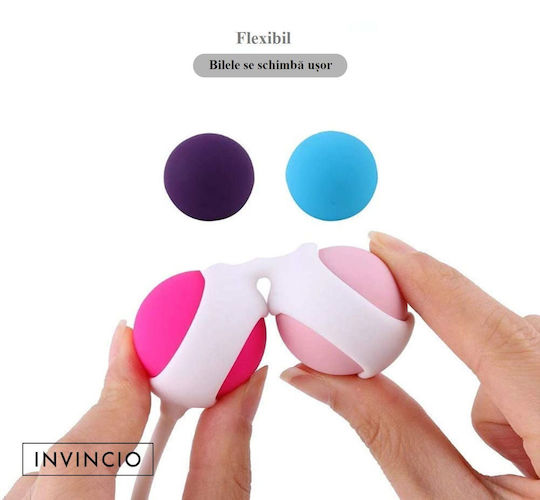 Invincio Tratament Incontinență Urinară Set Exerciții Kegel Stimulator Pelvic 3 Suporturi 6 Bile Colorate Diferite 15 Exerciții Diferite Silicon Medical