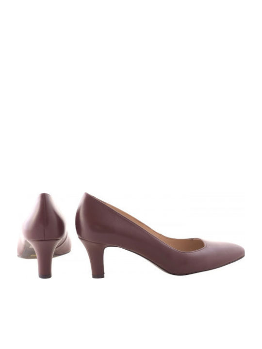 Leather Burgundy Medium Heels