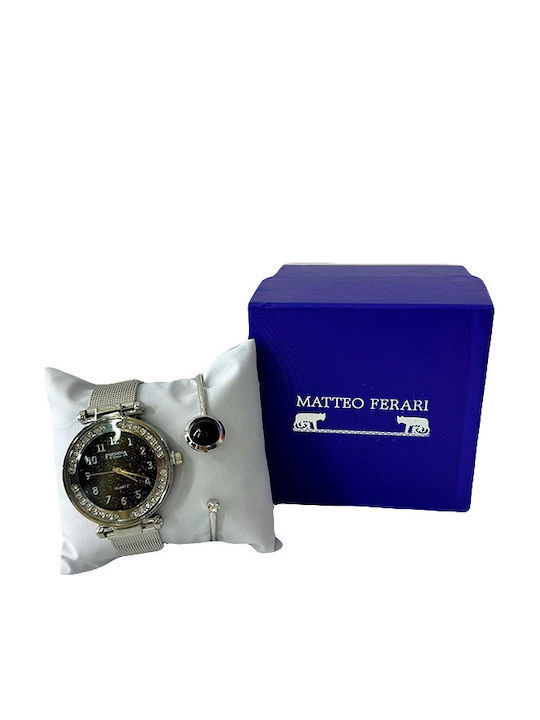 Velve Set Ceas Dama 25mm Cu Baterie Cu Brățară Din Oțel Inoxidabil Neagră