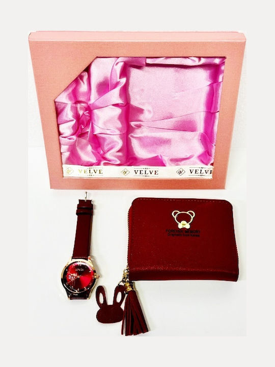 Velve Damen Uhr mit Rot Lederarmband