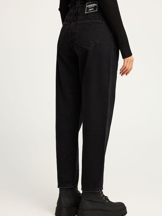 High Waist Women's Jean Trousers in Regular Fit Black