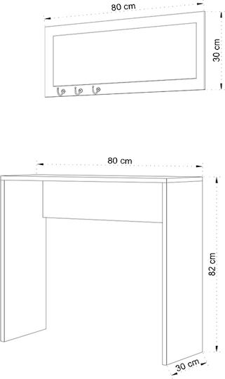 Cosenza Κονσόλα Ξύλινη με Καθρέπτη Oak Μ80xΠ30xΥ82εκ.