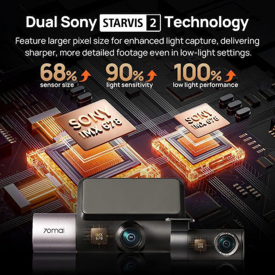 70Mai T800 Set Autokamera DVR 4K mit Bildschirm 3" & Rückfahrkamera