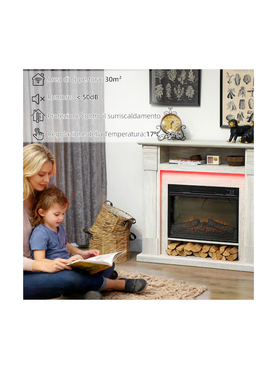 HomCom De podea Șemineu electric 1800W 105x27cm