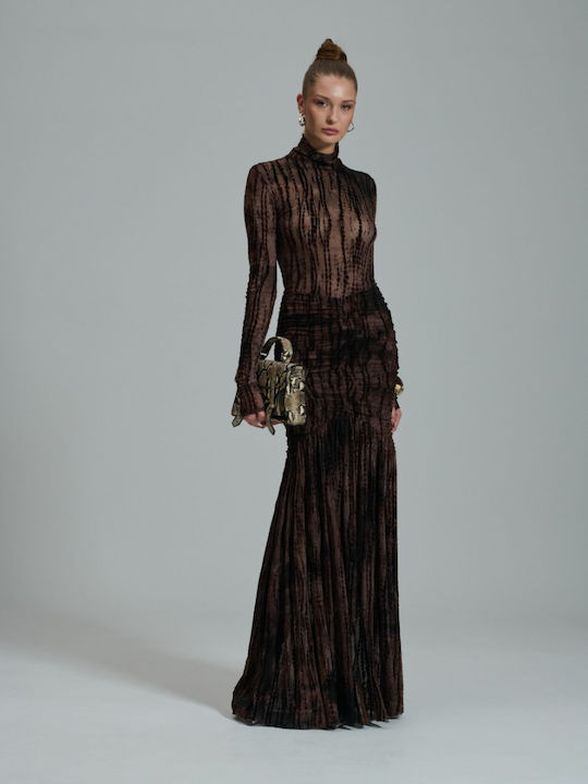 Maxi Skirt with Tulle Brown