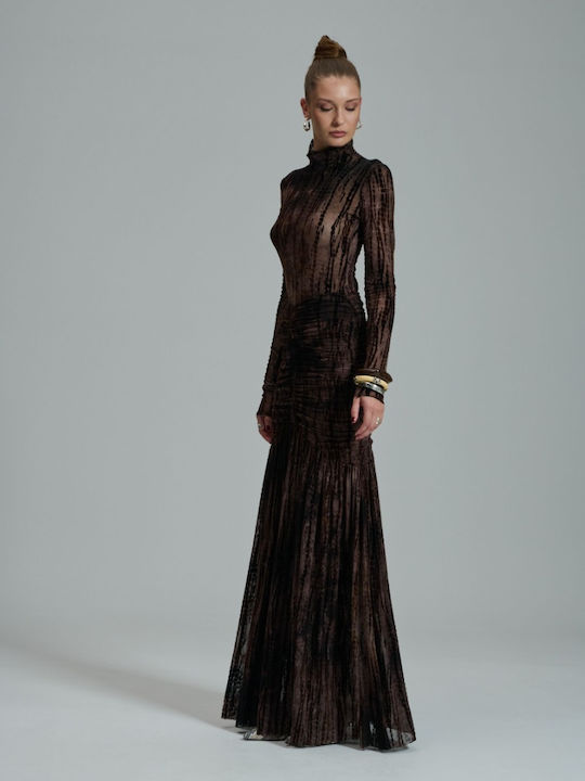 Maxi Skirt with Tulle Brown