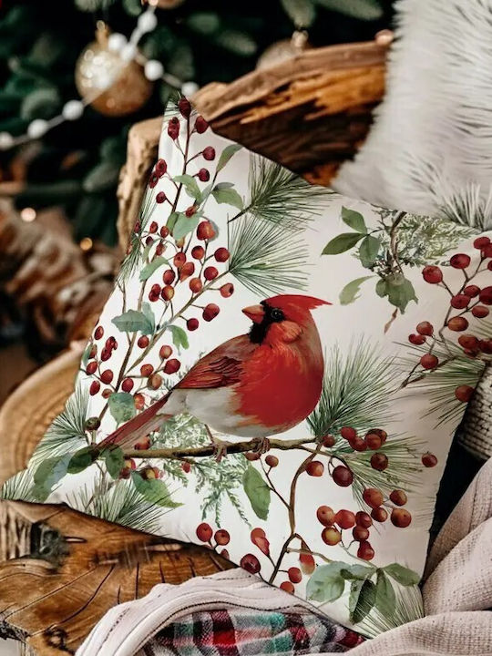 By Queen Limited Festive Edition Μαξιλαροθήκη Καρδινάλιο Κλαδιά Πεύκου 45x45εκ