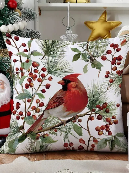 By Queen Limited Festive Edition Μαξιλαροθήκη Καρδινάλιο Κλαδιά Πεύκου 45x45εκ