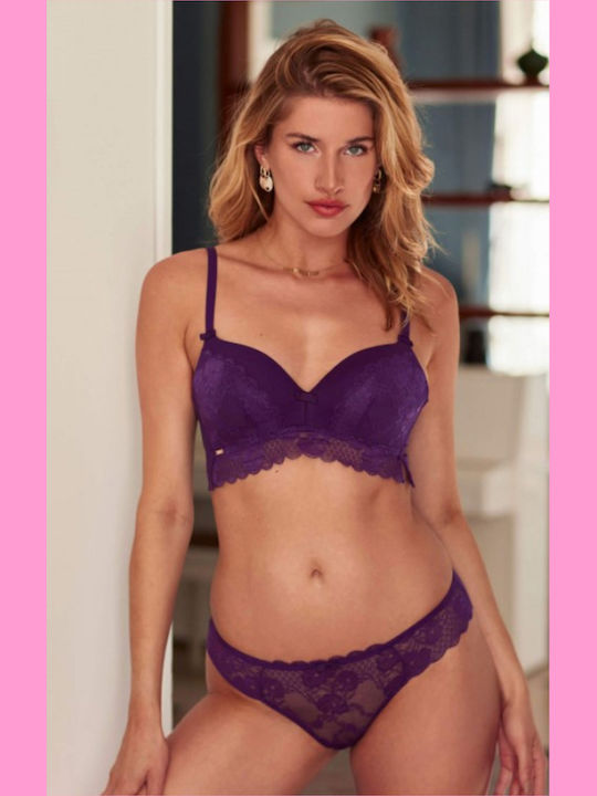 Women's Brazil Seamless with Lace Purple