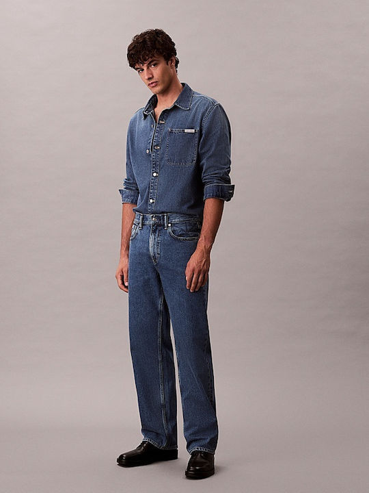 90's Men's Jeans Pants with Regular Straight Fit Blue