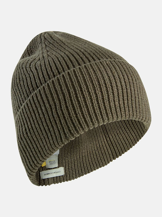 Beanie Ανδρικός Σκούφος με Rib Πλέξη σε Χακί χρώμα