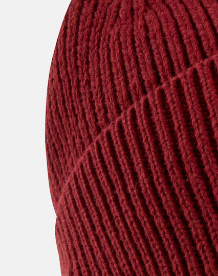 Beanie Männer Beanie mit Rippstrick in Rot Farbe
