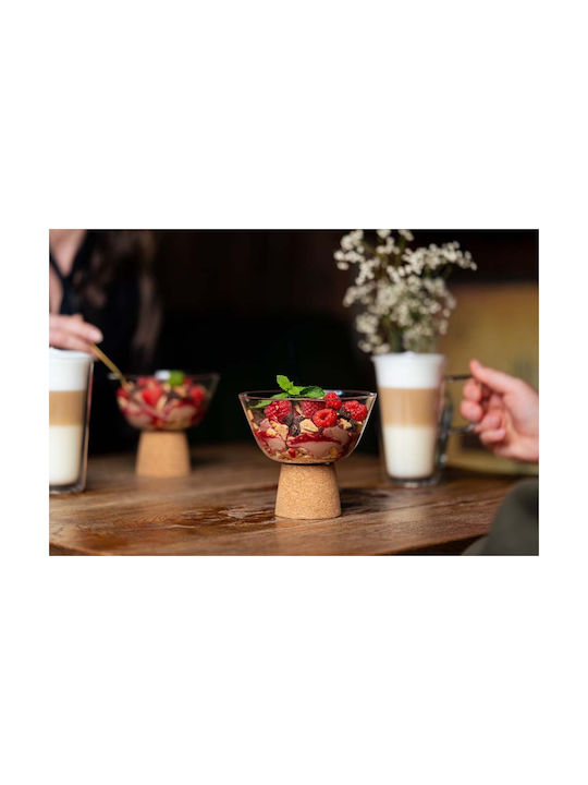 Vialli Design Serving Bowl Round Glass Beige 2pcs