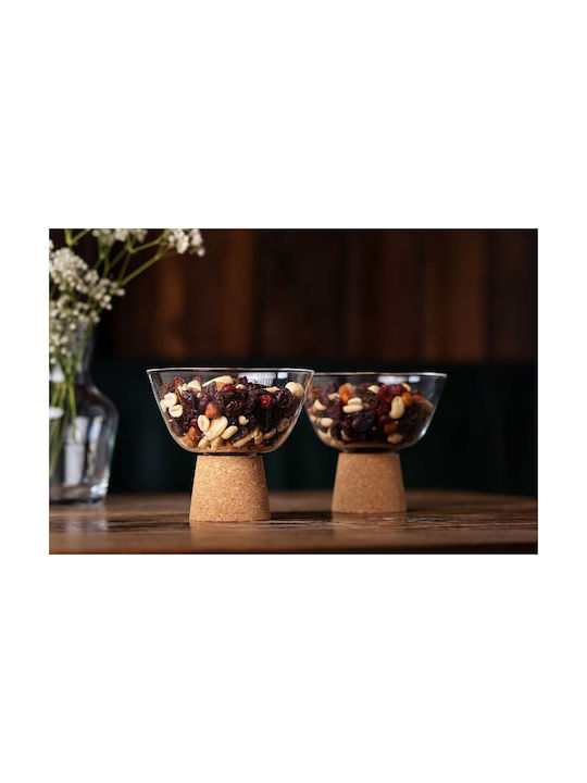 Vialli Design Serving Bowl Round Glass Beige 2pcs