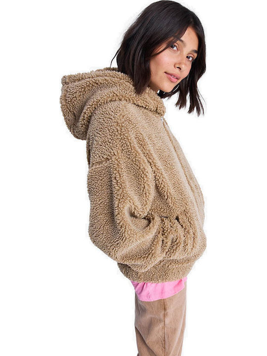 Women's Cardigan with Zipper Brown