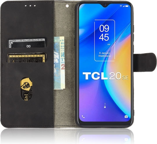 Wallet Piele / Piele artificială / Silicon Negru (TCL 20 SE)