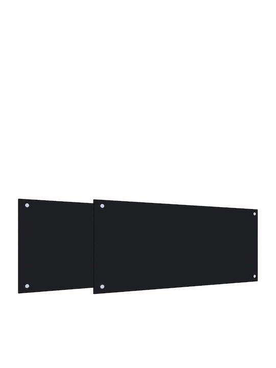 Kitchen Back Panel 2 Pieces Black 90 x 40 cm Tempered Glass 3415437 Black