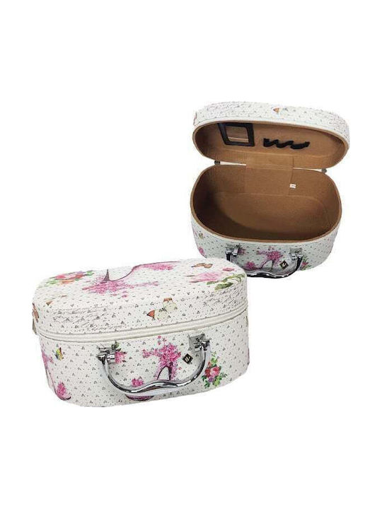 Velve Кутия за Бижута с Огледало Бяла 25.5x11x18см